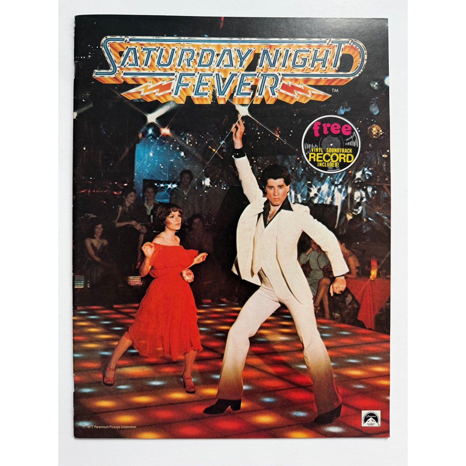 1977 Saturday Night Fever Movie Program John Travolta, Free Vinyl Record, Disco