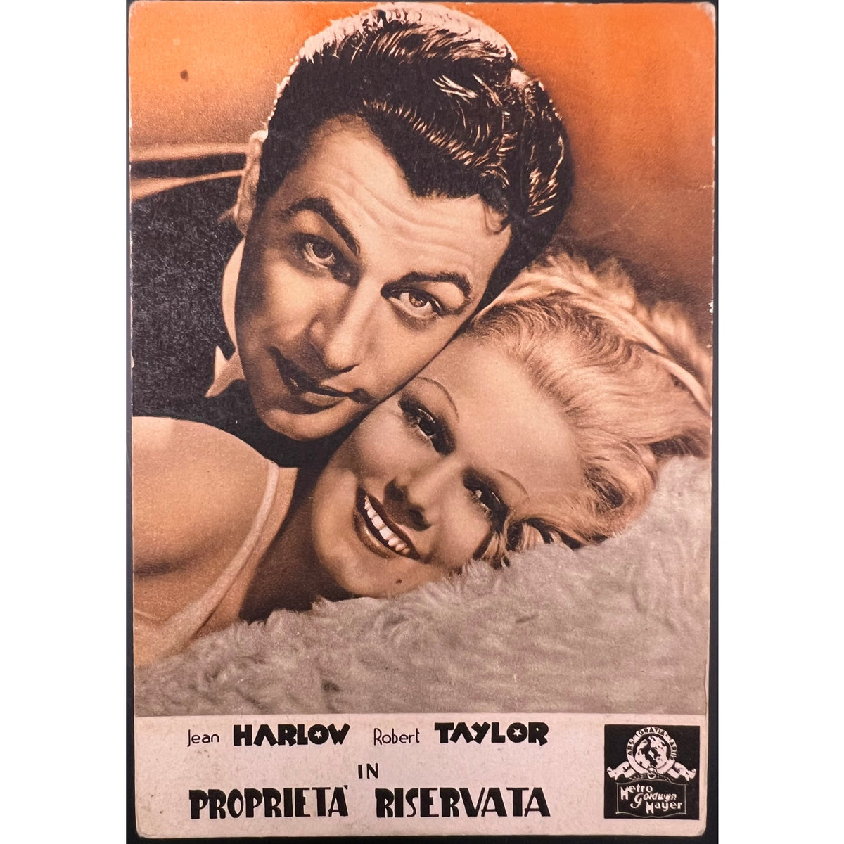 Colorful 1937 Italian Oversized Jean Harlow Postcard from Personal Property MGM