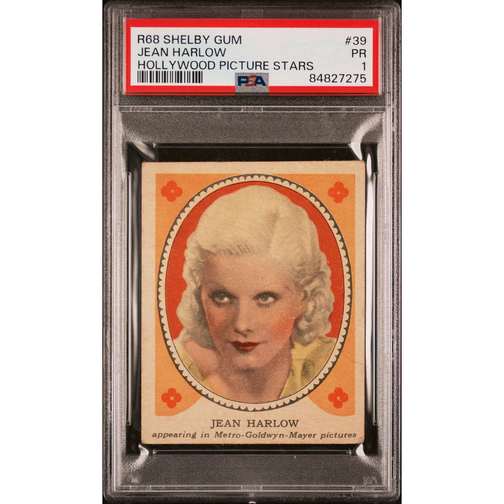RARE 1937 R68 Shelby Gum Jean Harlow PSA Platinum Blonde, Dinner at Eight, Saratoga, Public Enemy, Hold That Man