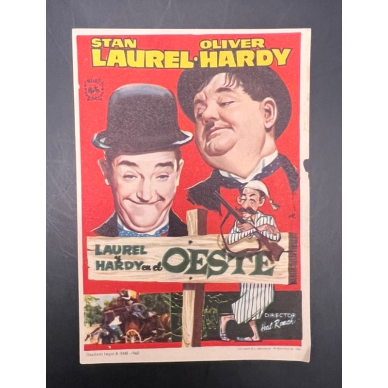 1960 Spanish Laurel and Hardy Movie Herald Handout Way Out West Hollywood, Pardon Us, A Fine Mess, Beau Hunks, Bonnie Scotland