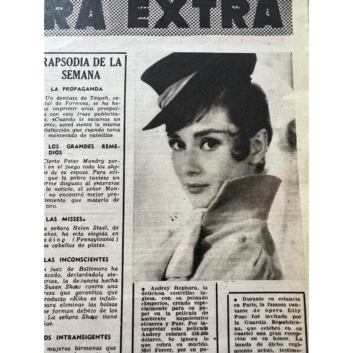 RARE 1955 Spanish William Holden Audrey Hepburn Magazine Sabrina, Breakfast at Tiffany's, Sunset Boulevard, My Fair Lady, Our Town