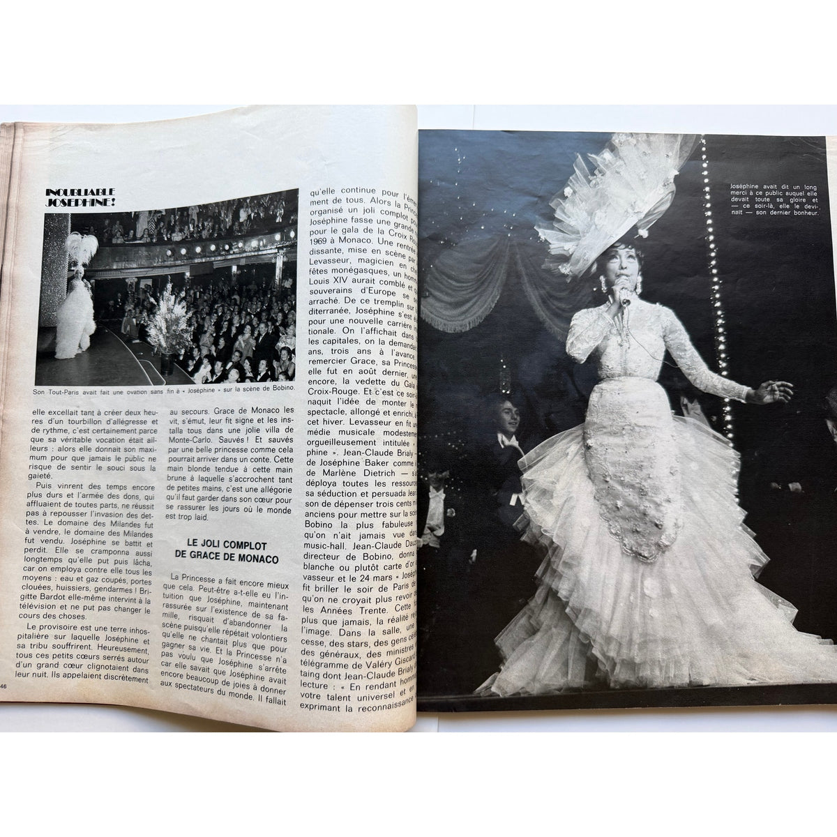 Gorgeous French 1975 Josephine Baker Magazine Jours De France Folies Bergere, Black Venus, Danse Sauvage, Siren of the Tropics, St. Louis
