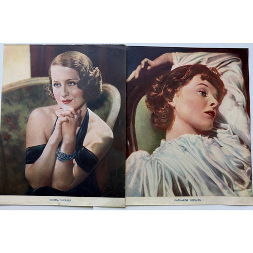 11 Color Movie Paper Photos Garbo, Hepburn, Myrna Loy, Shearer, Ronald Colman
