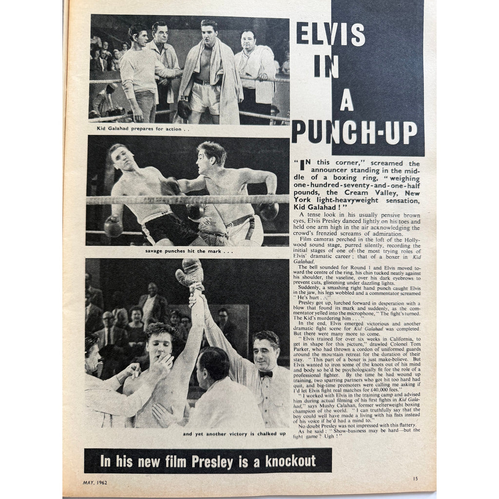 RARE UK 1962 Photoplay Elvis Presley Magazine, The King, Graceland, Hollywood TCB, Kid Galahad, Jailhouse Rock, King Creole, Rockabilly