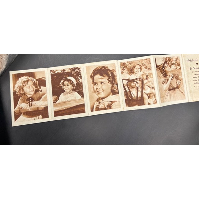 1930's Spanish Shirley Temple Photo Album Fold Out 30 Photos, Heidi, Curly Top, Little Princess, Little Colonel