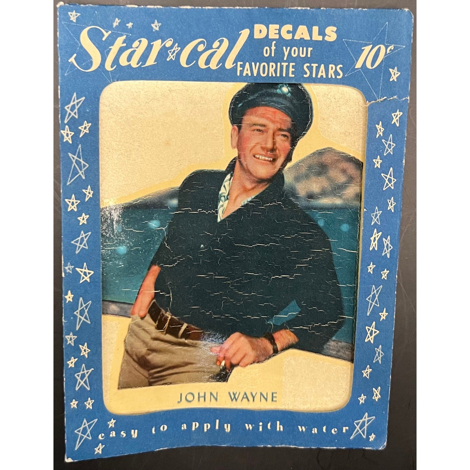 Rare 1952 Star Cal Decal John Wayne in Package! Duke True Grit, Cowboy, Quiet Man, The Searchers, Rio Bravo, Western
