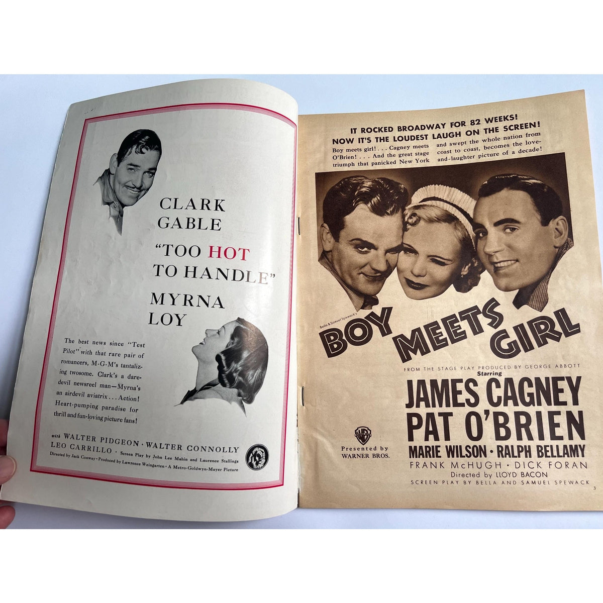 Original Sept 1938 Screen Romances James Cagney Magazine cover. Clark Gable, Hedy Lamarr, Edward G. Robinson, Jean Harlow Ty Power Hollywood