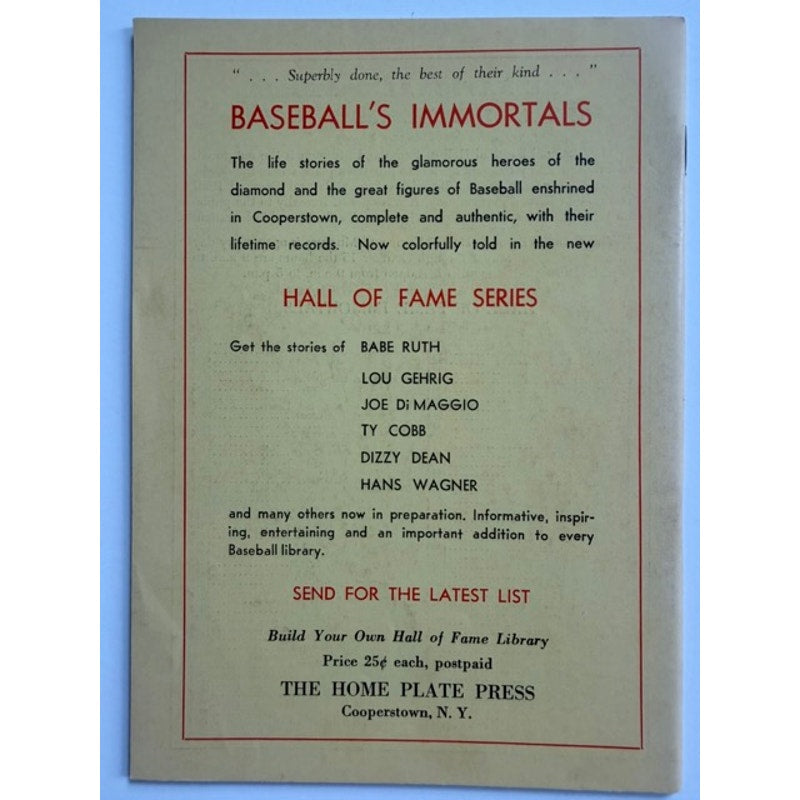 RARE 1953 Baseball's Immortals Lou Gehrig Booklet Baseball Hall of Fame New York Yankees, Iron Horse, MLB