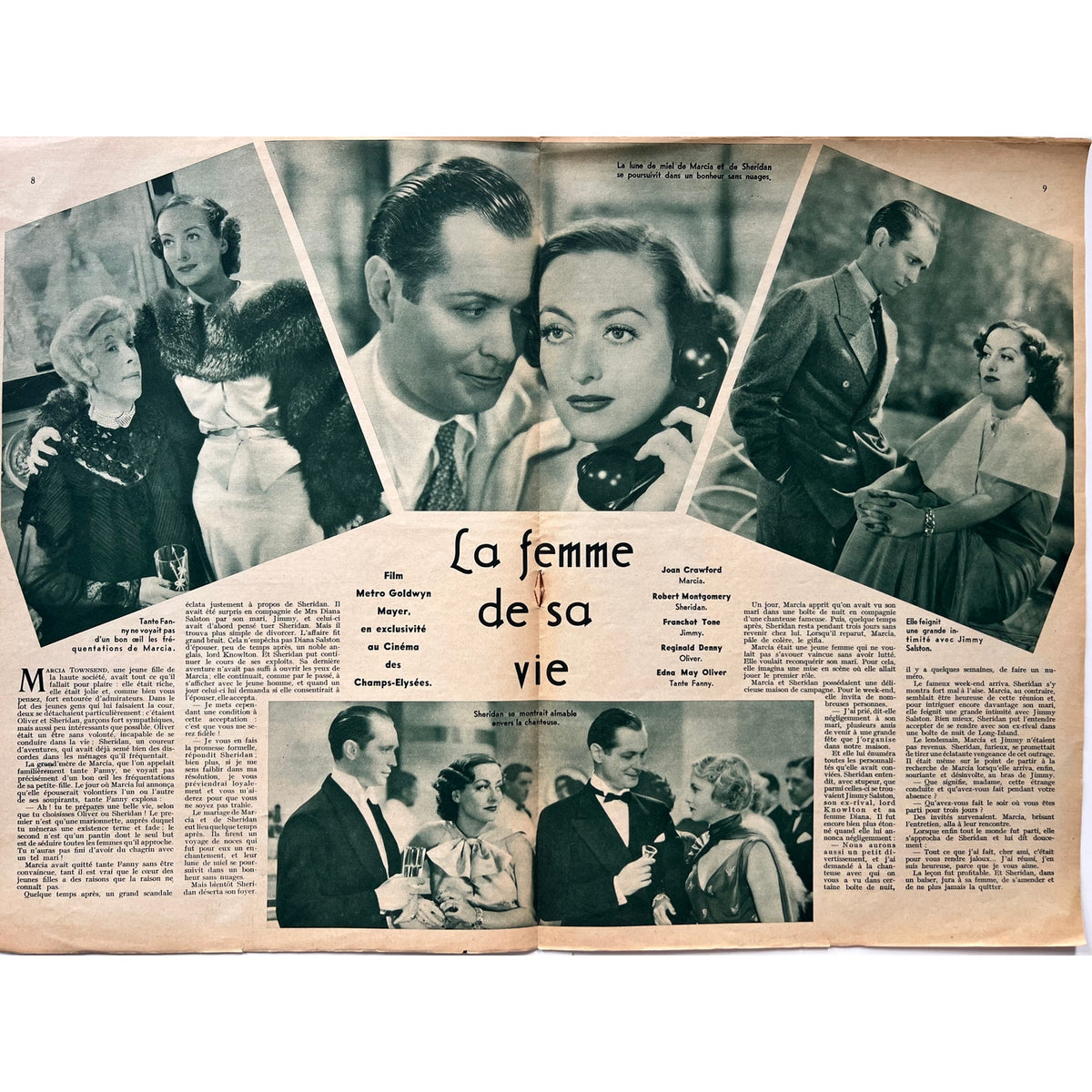 RARE 1936 French Joan Crawford Magazine Cine Miroir Grand Hotel, Berserk, Hollywood, Sadie McKee, Coke, Baby Jane