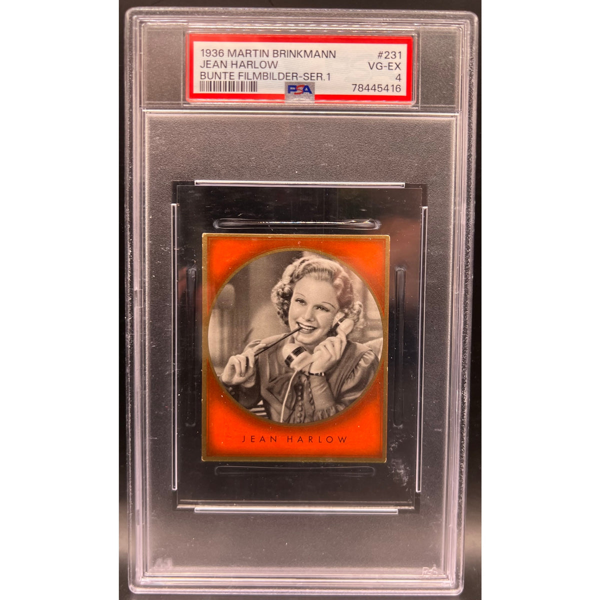 RARE 1936 Martin Brinkmann Jean Harlow PSA 4, Only 6 Graded! Platinum Blonde, Dinner at Eight, Wife vs Secretary, Public Enemy, Riff Raff