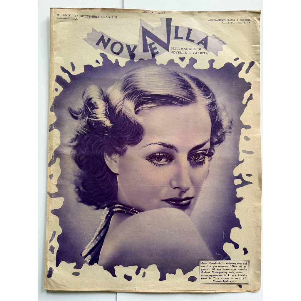 RARE 1935 Italian Joan Crawford Magazine, No More Ladies, Robert Montgomery, Hollywood, Rare Crawford, Grand Hotel, Mildred Pierce, Sadie McKee