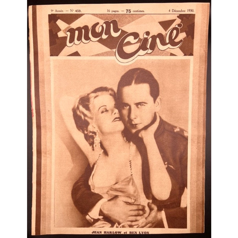 RARE 1930 French Mon Cine Jean Harlow Magazine One of her First Covers Hollywood Platinum Blonde, Dinner at Eight, Saratoga