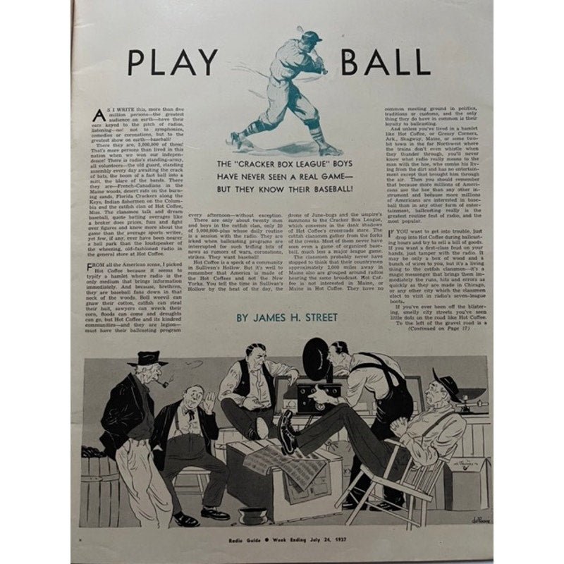 EXCELLENT 1937 Dizzy Dean Magazine Radio Guide St. Louis Cardinals Gashouse Gang