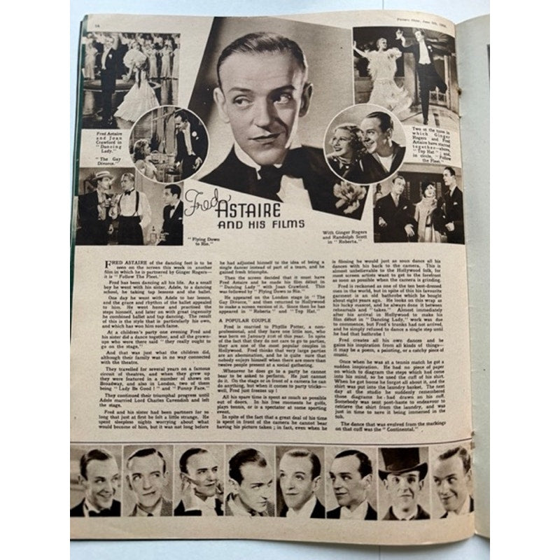 RARE UK 1936 Ginger Rogers  Fred Astaire Magazine Picture Show Hollywood, Follow the Fleet, Top Hat, Gay Divorcee, Rogers and Astaire
