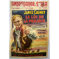 Original 1956 French Window Card from Tribute to a Bad Man Starring James Cagney Western Vintage Movie Poster Jimmy Cagney Hollywood Cowboy