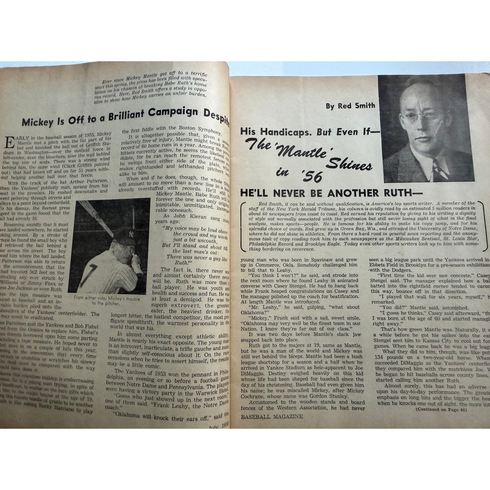 RARE Baseball 1956 Mickey Mantle Magazine New York Yankees Jackie Robinson HOF