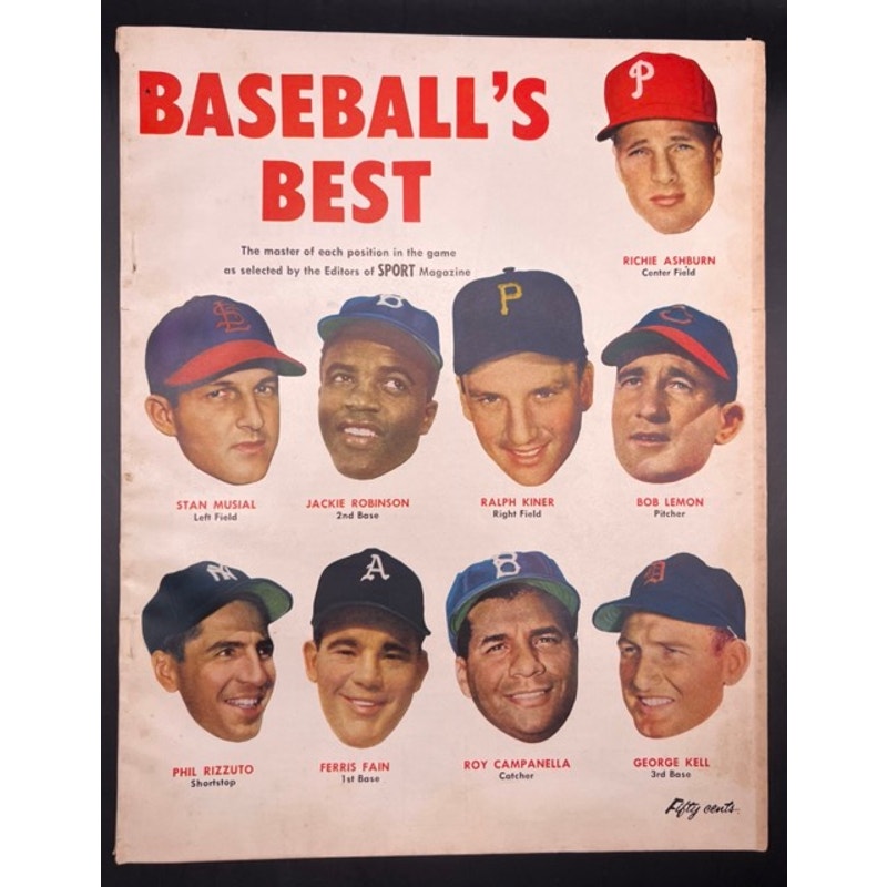 1952 Baseballs Best Magazine Jackie Robinson, Stan Musial, Roy Campanella, Baseball, Brooklyn Dodgers, St Louis Cardinals MLB, HOF