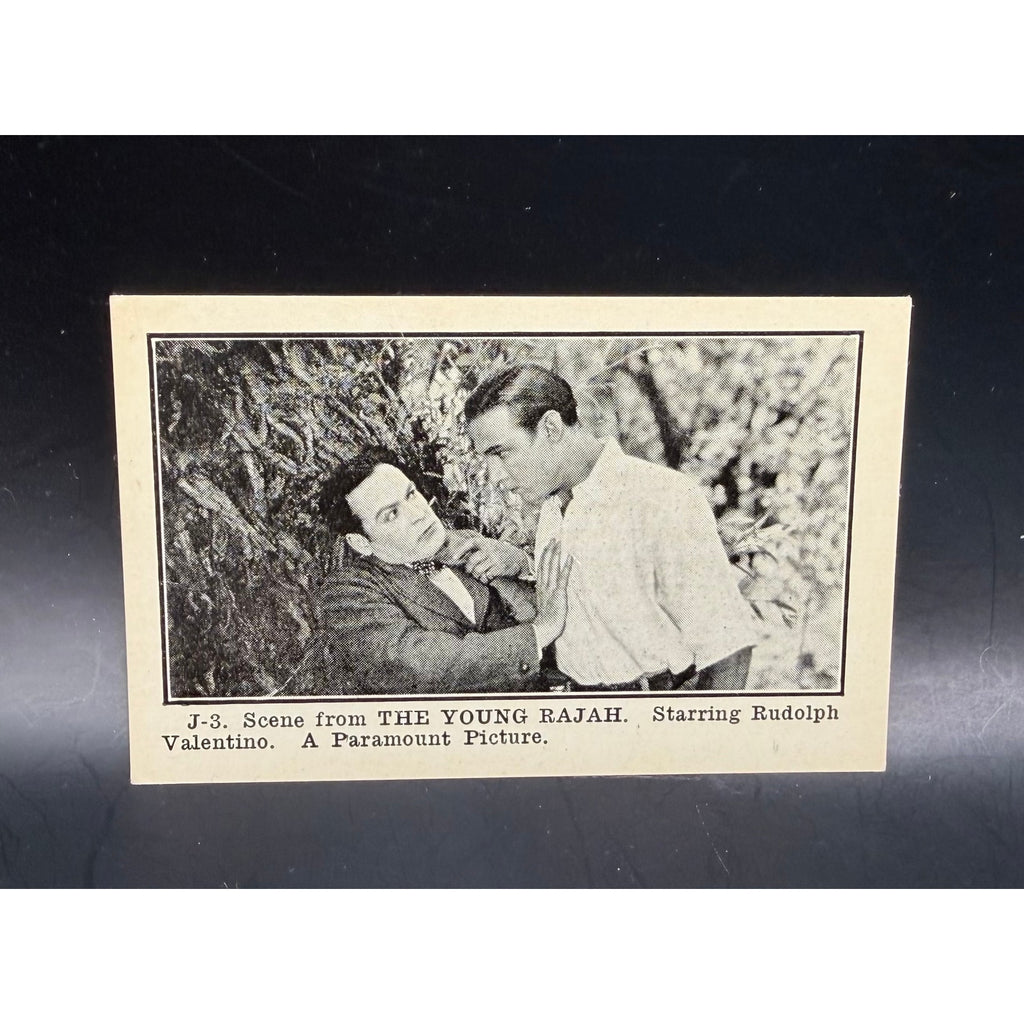 SUPER RARE Canadian 1924 Rudolph Valentino Telfer Biscuit Card The Young Rajah, The Sheik, Blood and Sand, Beyond the Rocks Son of the Sheik