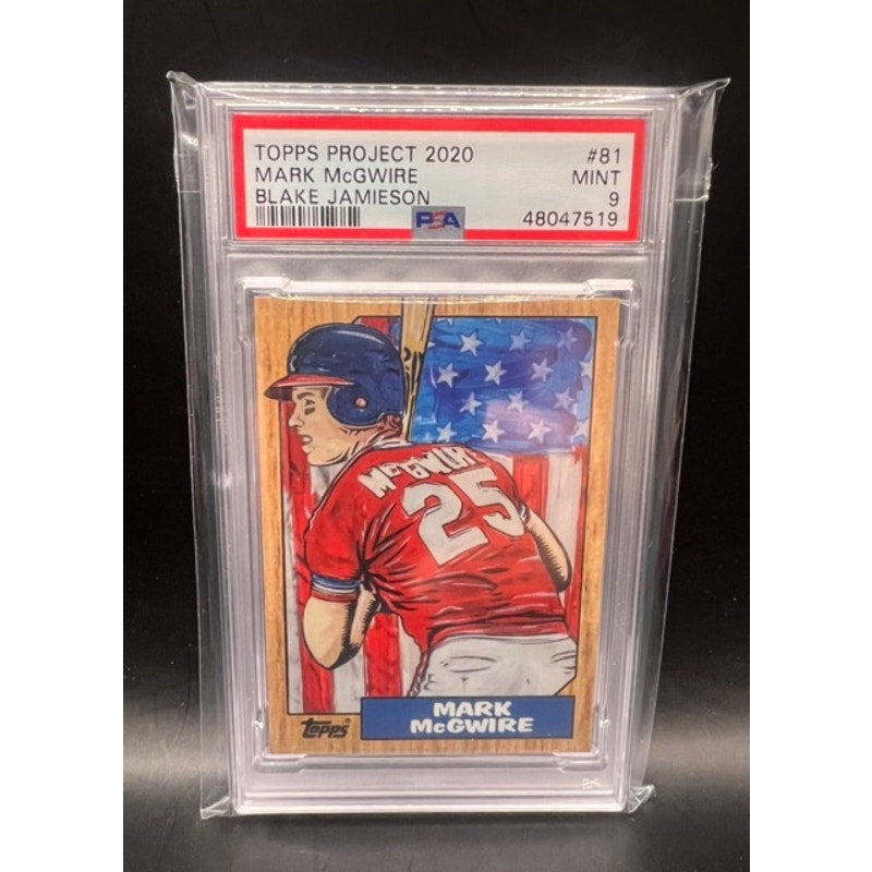 Topps Project 2020 Mark McGwire PSA 9, 87 McGwire Rookie Card Art Blake Jamieson, St. Louis Cardinals, Oakland A's, Home Run USA