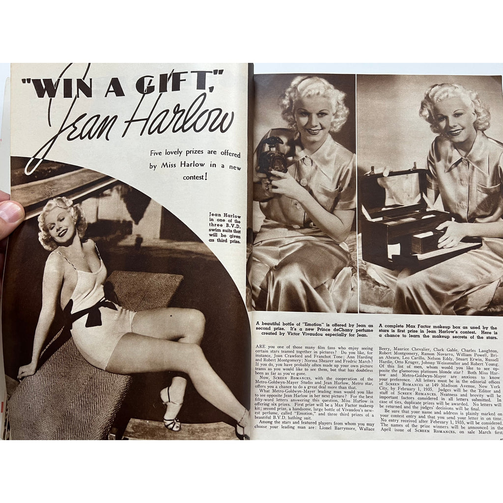 RARE Screen Romances 1935 Jean Harlow Magazine Red Dust, Dinner at Eight, Platinum Blonde, Saratoga, Riff Raff, Public Enemy