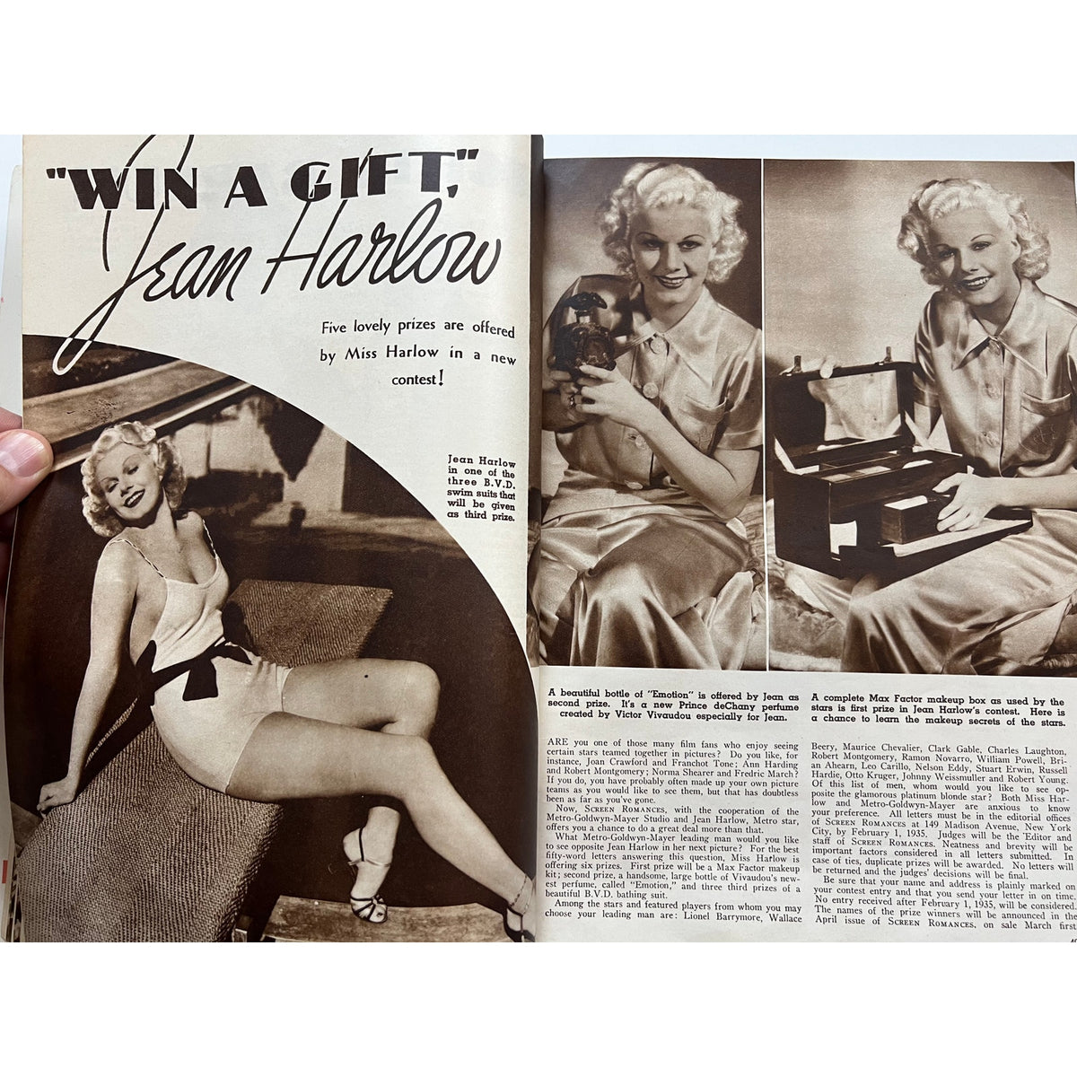 RARE Screen Romances 1935 Jean Harlow Magazine Red Dust, Dinner at Eight, Platinum Blonde, Saratoga, Riff Raff, Public Enemy