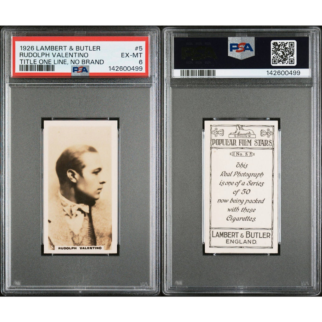 SHARP Lambert & Butler 1926 Rudolph Valentino PSA 6 Popular Film Stars Tobacco, Sheik, Blood and Sand, Cobra, Eagle, Moran of the Lady Letty