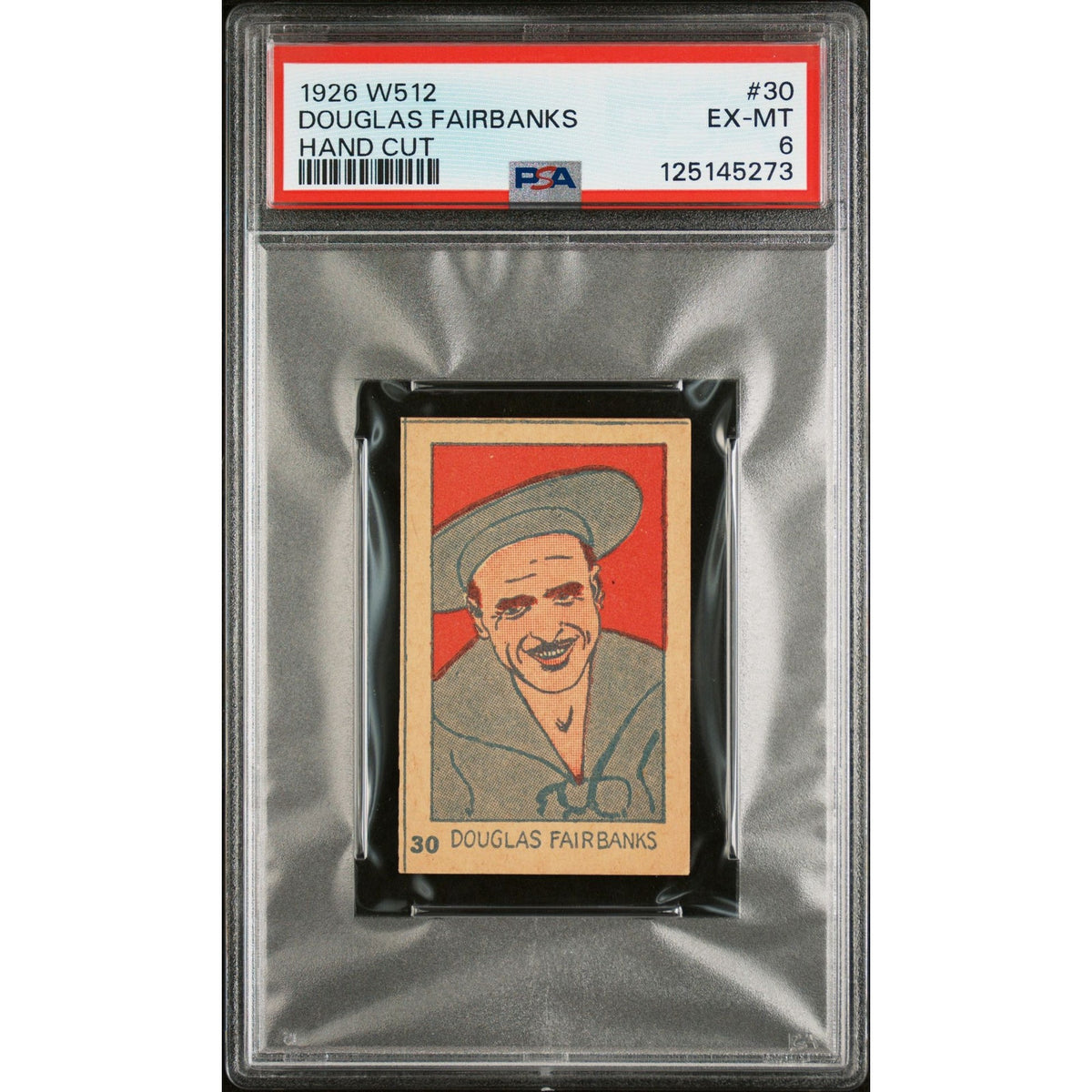1926 W512 Douglas Fairbanks Strip Card PSA 6 EX-MT Thief of Bagdad, Mark of Zorro, Swashbuckler, Robin Hood, Three Musketeers, Iron Mask