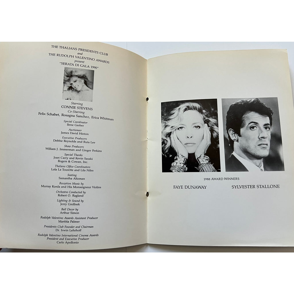 Rare 1990 Rudolph Valentino Award Program Hollywood, Sheik, Blood and Sand, Four Horseman of the Apocalypse, The Eagle, Cobra