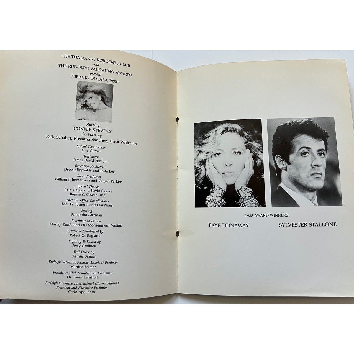 Rare 1990 Rudolph Valentino Award Program Hollywood, Sheik, Blood and Sand, Four Horseman of the Apocalypse, The Eagle, Cobra