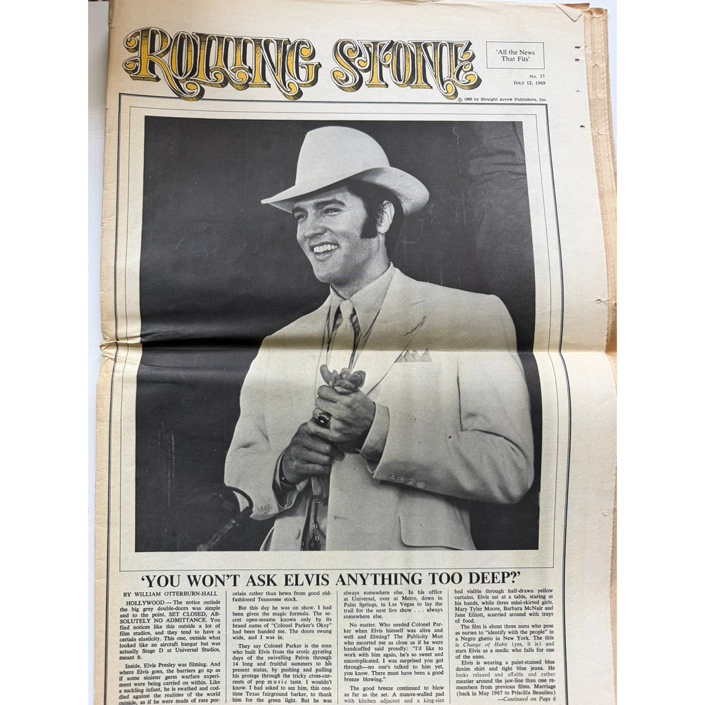1969 Rolling Stone Elvis Presley Magazine Graceland, TCB, The King, 68 Comeback Special, Jailhouse Rock, King Creole, Hound Dog