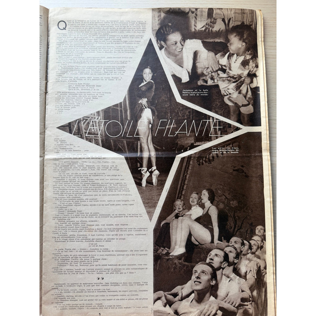 Gorgeous French 1932 Josephine Baker Magazine Voila Folies Bergere, Black Venus, Danse Sauvage, Siren of the Tropics, Casino de Paris