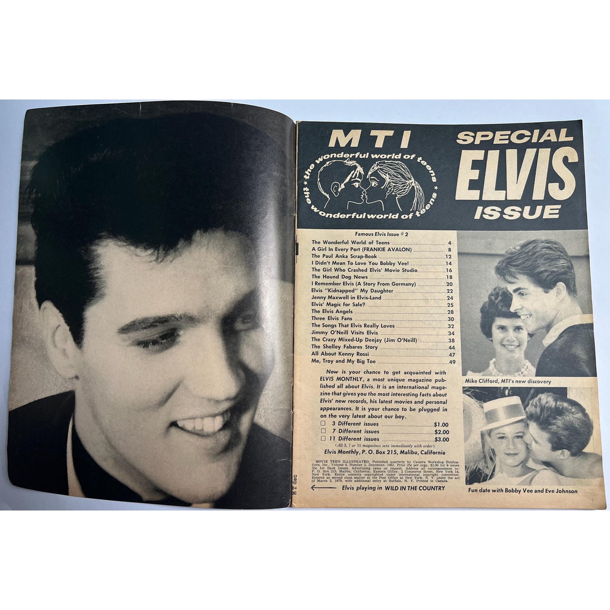 Original 1961 Movie Teen Illustrated Elvis Magazine, Elvis Presley, King of Rock n Roll, Graceland, Hound Dog, TCB, EP, Jailhouse Rock