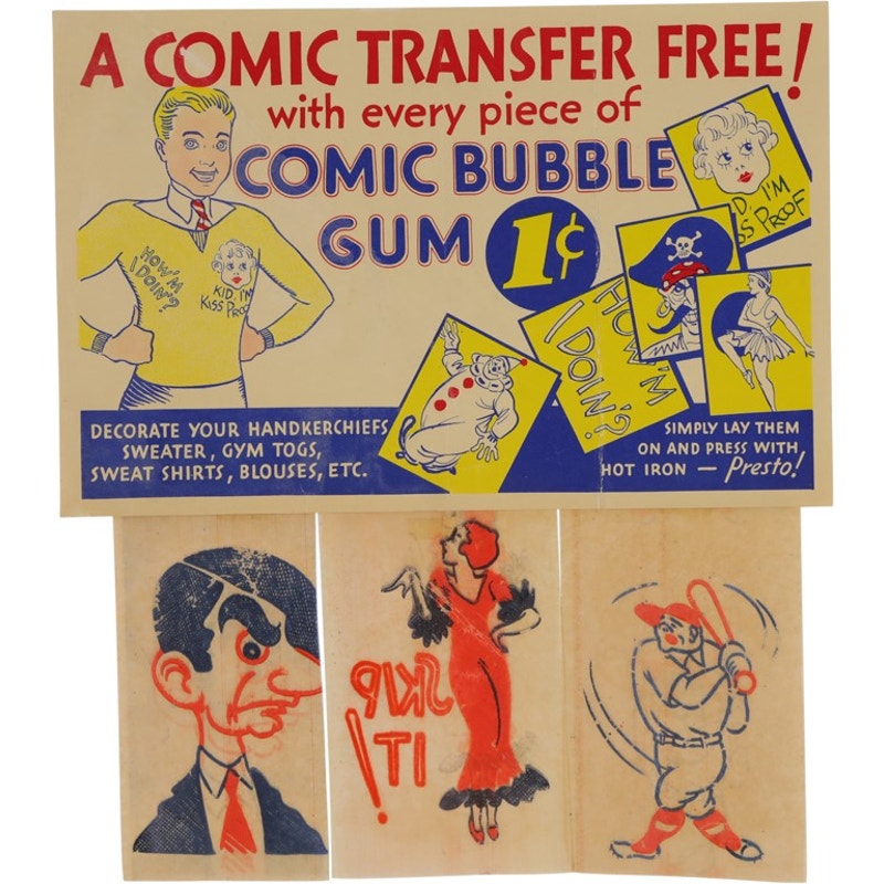 SUPER RARE 1934 Babe Ruth Transfer Comic Bubble Gum, New York Yankees, Bambino