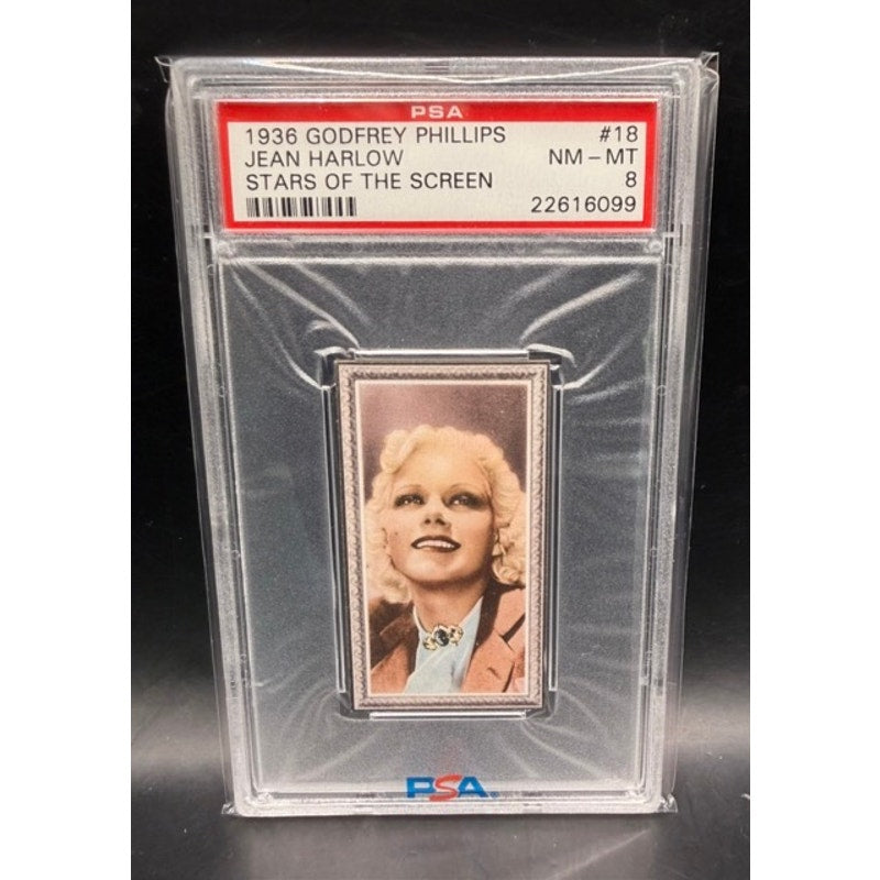 1936 Godfrey Phillips Jean Harlow PSA 8, High Grade Platinum Blonde Hollywood, Dinner at Eight, Saratoga, Red Dust, Public Enemy, Riff Raff