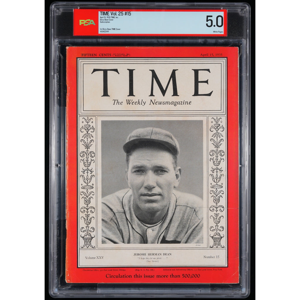 1935 Dizzy Dean Time Magazine PSA 5, Gashouse Gang, St. Louis Cardinals, Newsstand, Baseball, MLB, HOF World Series Champ
