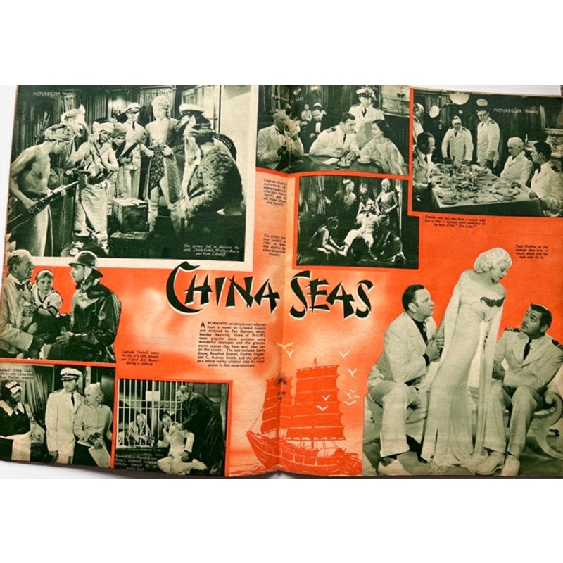 RARE UK 1935 Picturegoer Clark Gable Jean Harlow Magazine China Seas, Hollywood, Red Dust, Saratoga