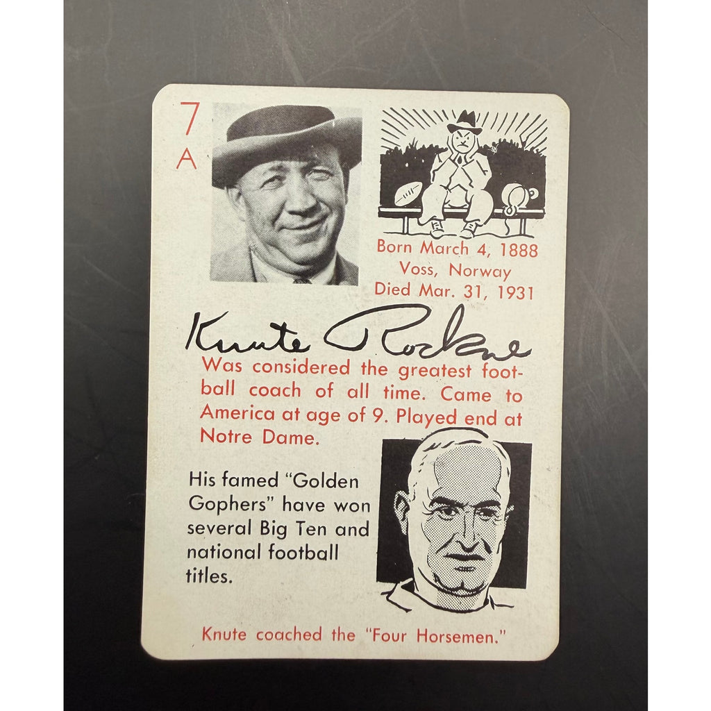 1945 Leister Autograph Game Knute Rockne Card Football Red Grange Four Horsemen