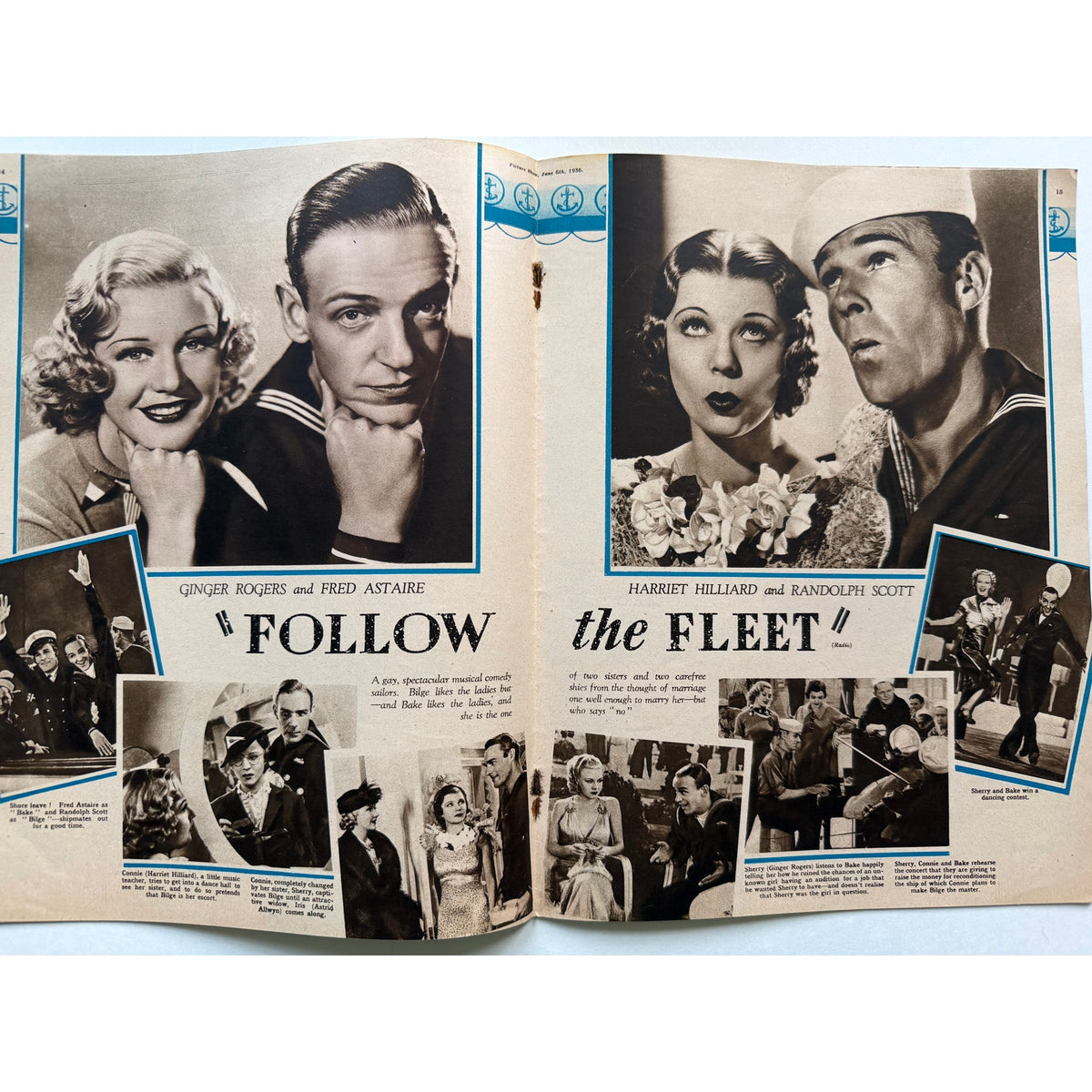 RARE UK 1936 Ginger Rogers  Fred Astaire Magazine Picture Show Hollywood, Follow the Fleet, Top Hat, Gay Divorcee, Rogers and Astaire