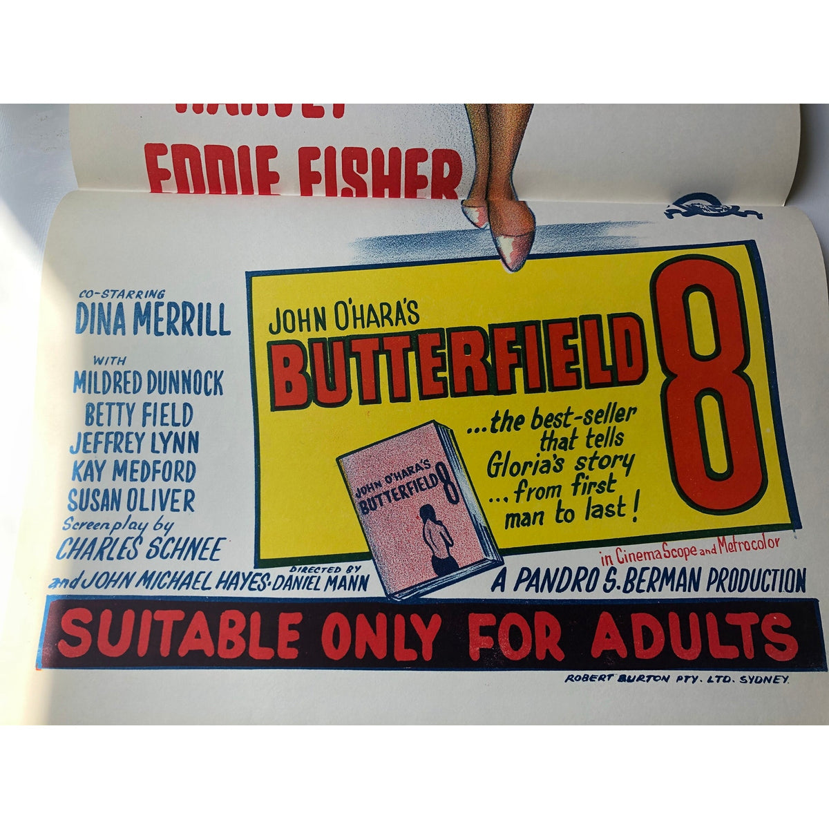 Original Butterfield 8 Movie Poster Daybill, Elizabeth Taylor, Eddie Fisher, Laurence Harvey, Australian Folded, Cat on a Hot Tin Roof