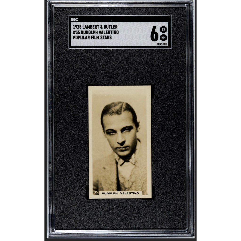 1925 Lambert & Butler Rudolph Valentino Card SGC 6 Highest Grade! England Sheik, Blood and Sand, Sainted Devil, Beyond the Rocks, The Eagle