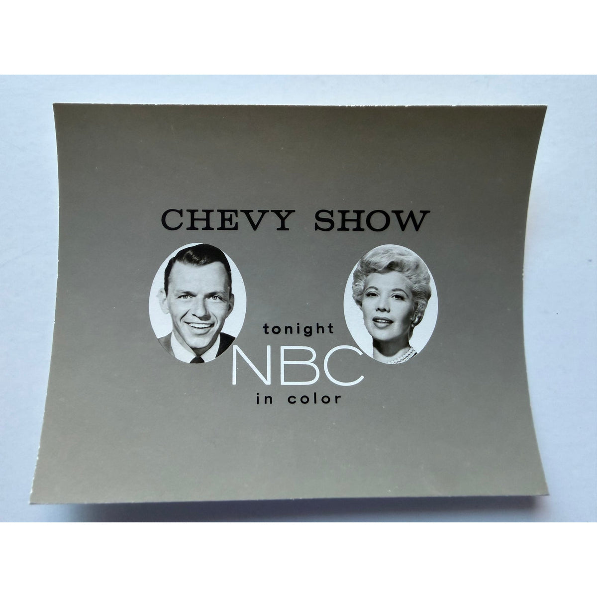 SCARCE 1956 Bump Card Telop Photo Frank Sinatra Dinah Shore Chevy Show Premiere Episode, First Guest, Variety Show, Chevrolet