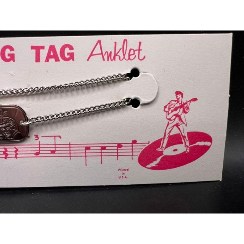 1956 Elvis Presley Dog Tag Anklet Still on Display Card, EPE Graceland, Rockabilly, Hound Dog, Jailhouse Rock, The King, Rock n Roll