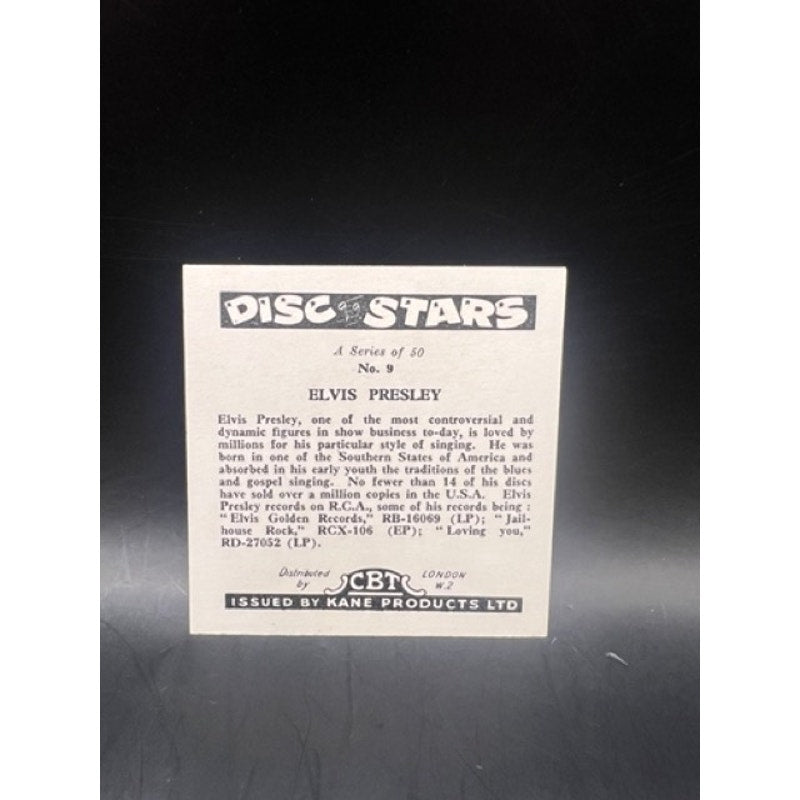 RARE 1959 Elvis Presley Kane Products Disc Stars 3 King TCB Elvis Card Graceland, Jailhouse Rock, Hound Dog, Rockabilly, Sun Records