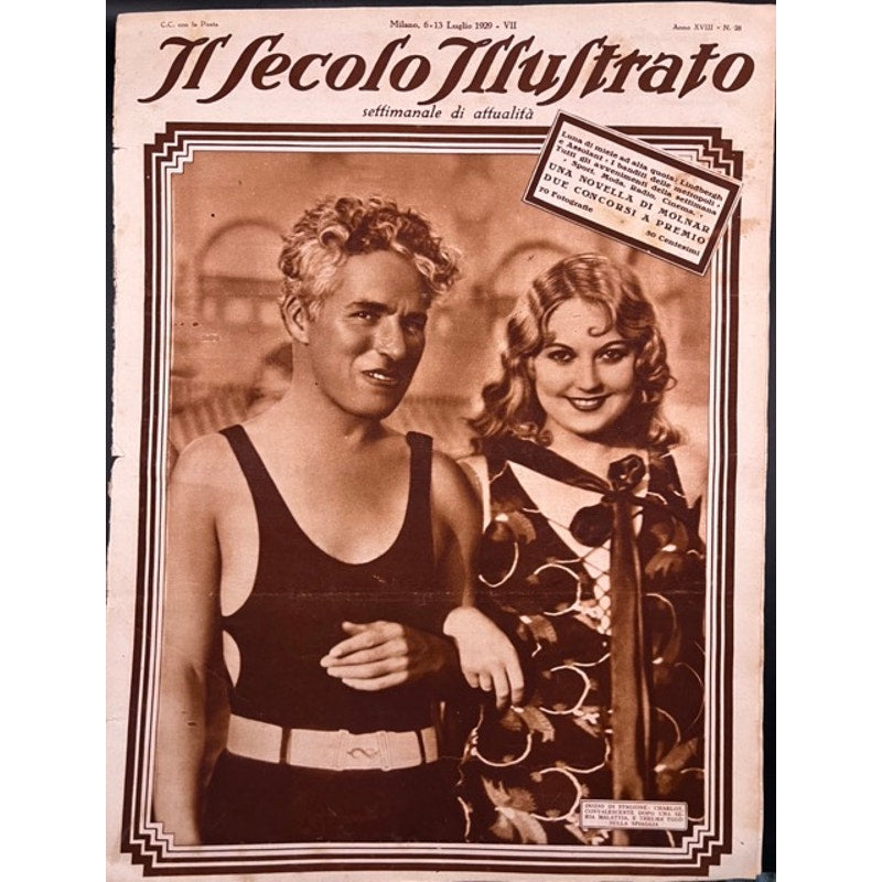 1929 Italian Charlie Chaplin Magazine Thelma Todd Max Schmeling Boxing, The Kid, Gold Rush, Limelight, Modern Times, City Lights