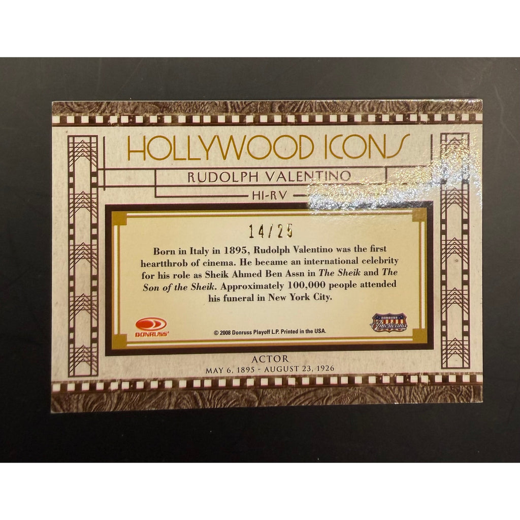 2008 Donruss Hollywood Icons Rudolph Valentino Card 14/25, The Sheik, Cobra, Blood and Sand, Four Horsemen of the Apocalypse, Sainted Devil