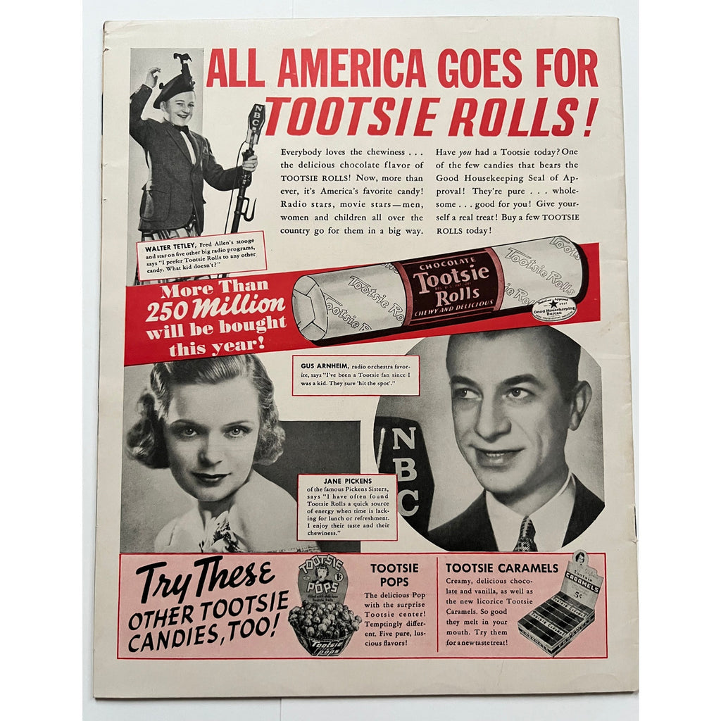 EXCELLENT 1937 Dizzy Dean Magazine Radio Guide St. Louis Cardinals Gashouse Gang