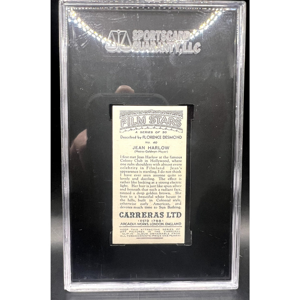 RARE 1936 Carreras Jean Harlow SGC 7, Only 3 Graded! Platinum Blonde, Riff Raff, Dinner at Eight, Public Enemy, Saratoga, Red Dust