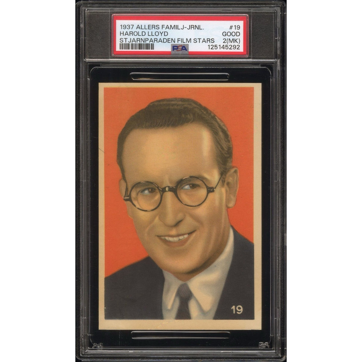 RARE 1937 Allers Harold Lloyd PSA, Only Example Graded! Safety Last, Freshman, Speedy, Girl Shy, Hollywood, Silent Film
