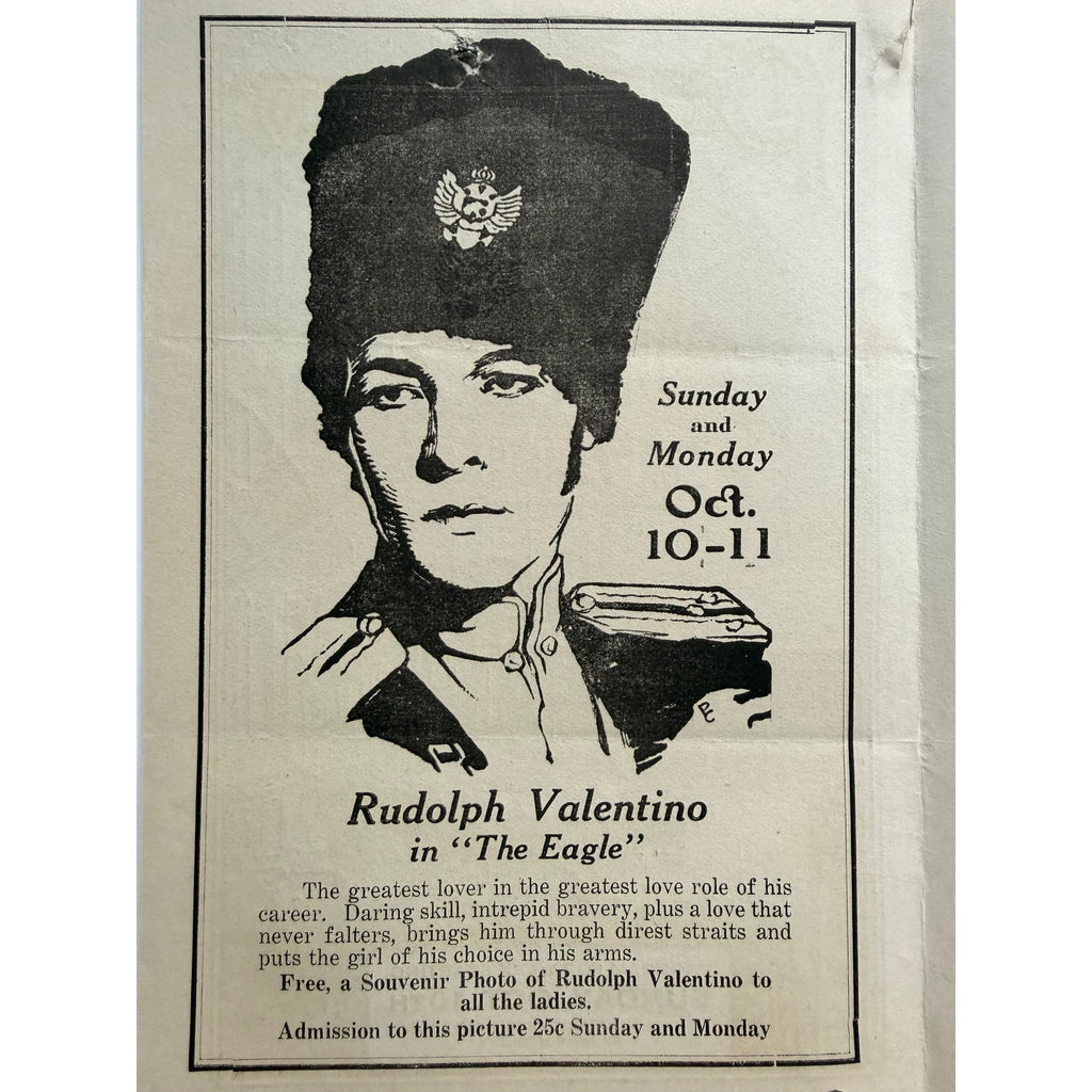 1925 Movie Program Rudolph Valentino The Eagle, Circle Theater, Lloyd, Keaton, The Sheik, Blood and Sand, Beyond the Rocks, Sainted Devil