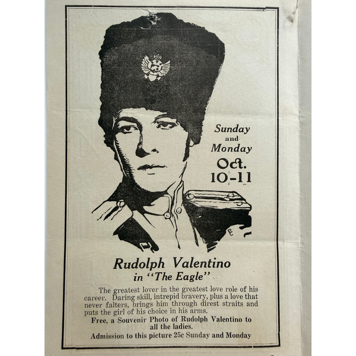 1925 Movie Program Rudolph Valentino The Eagle, Circle Theater, Lloyd, Keaton, The Sheik, Blood and Sand, Beyond the Rocks, Sainted Devil